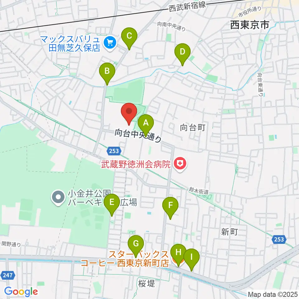 西東京市総合体育館周辺のカフェ一覧地図