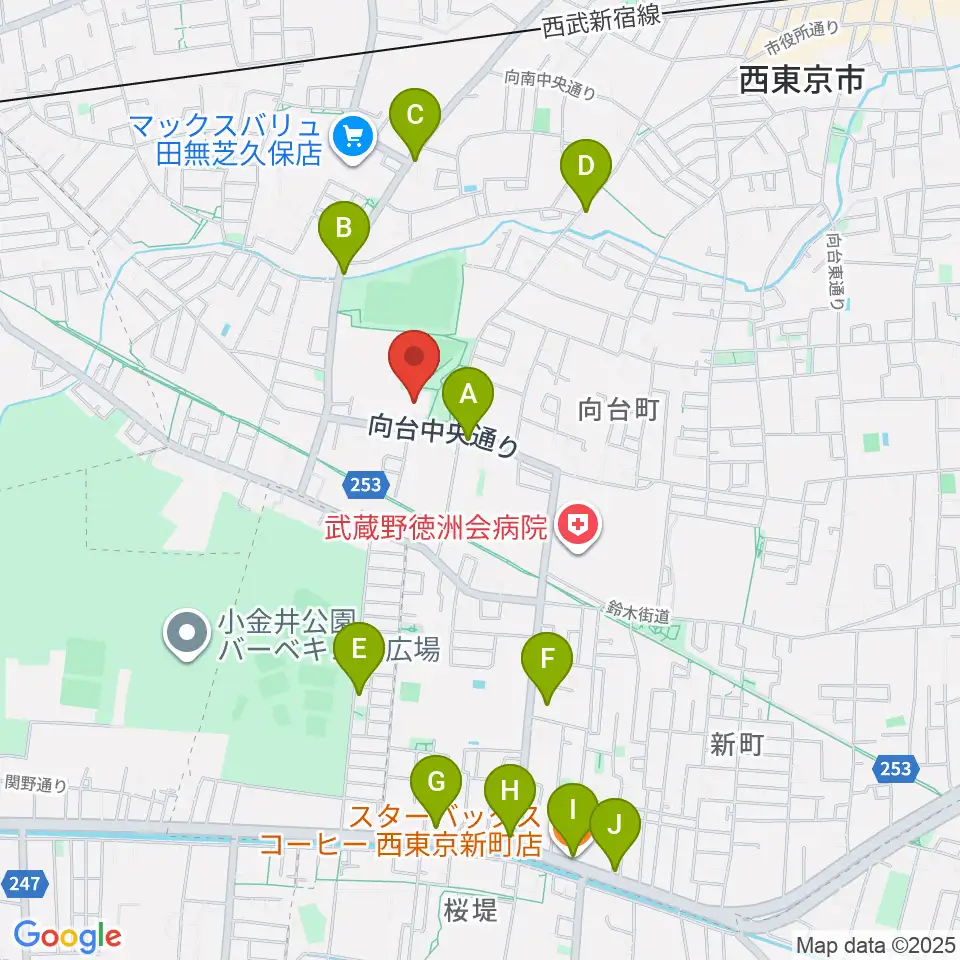 西東京市総合体育館周辺のカフェ一覧地図