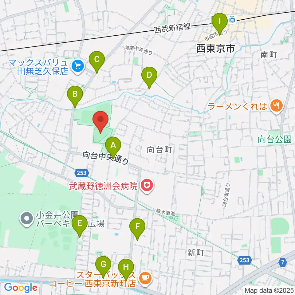 西東京市市民公園グラウンド周辺のカフェ一覧地図