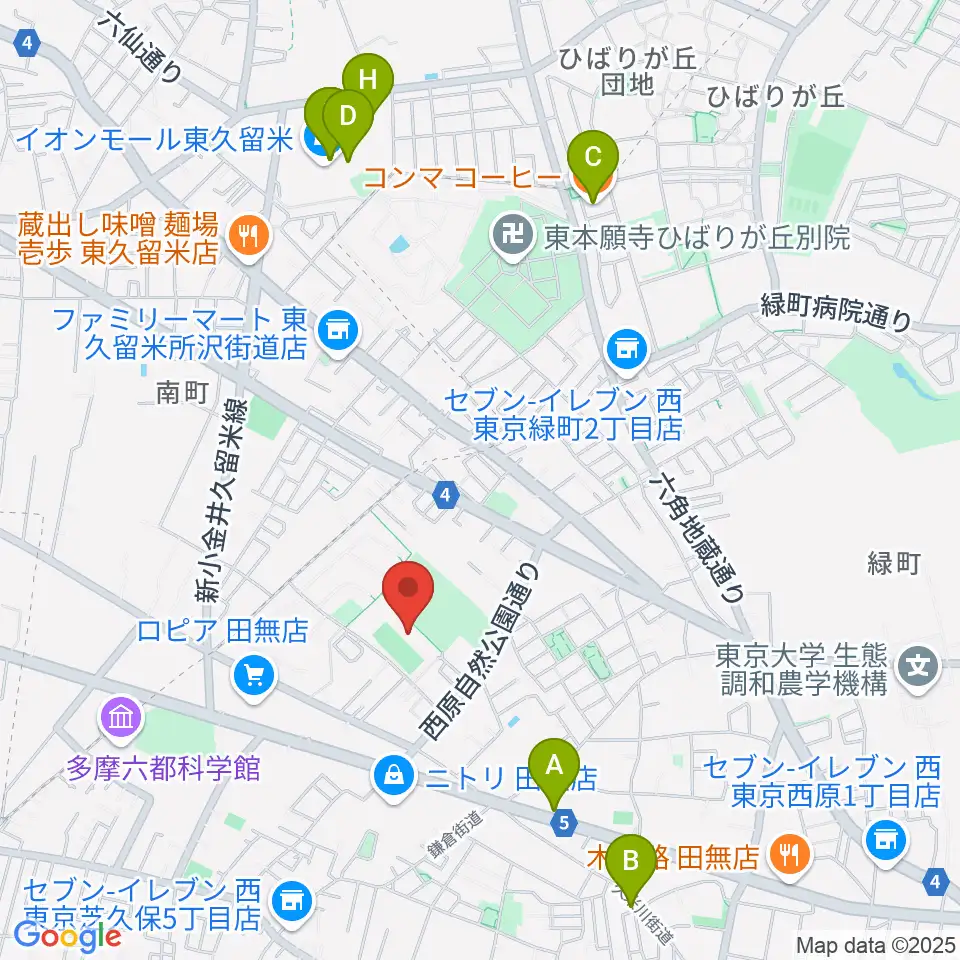 西東京市郷土資料室周辺のカフェ一覧地図