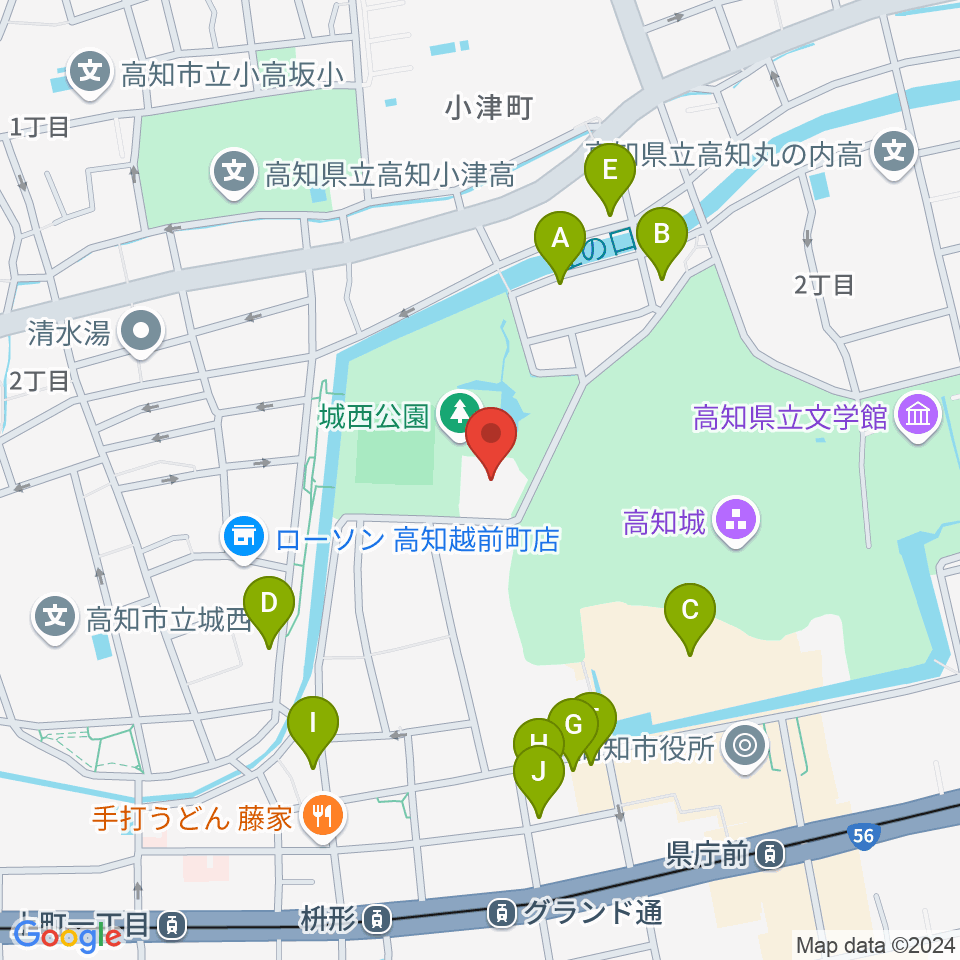 高知県立武道館周辺のカフェ一覧地図