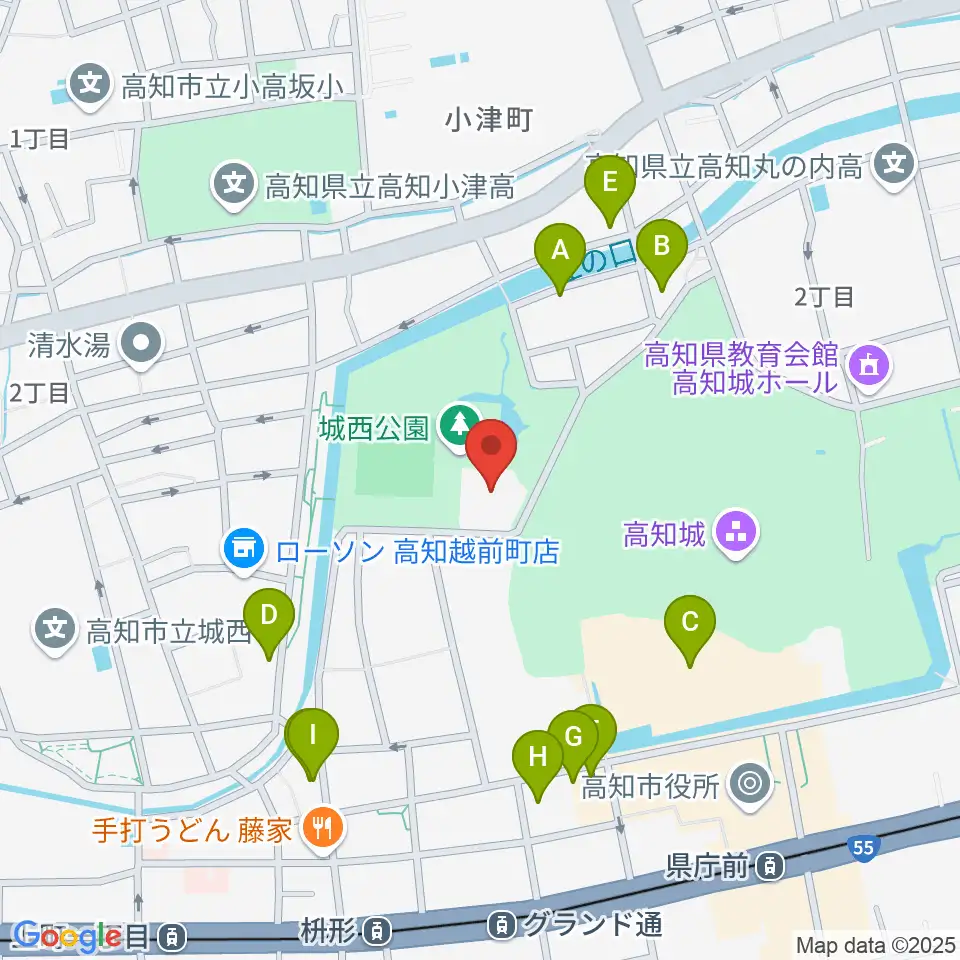 高知県立武道館周辺のカフェ一覧地図