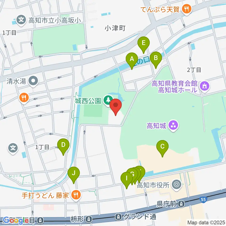 高知県立武道館周辺のカフェ一覧地図