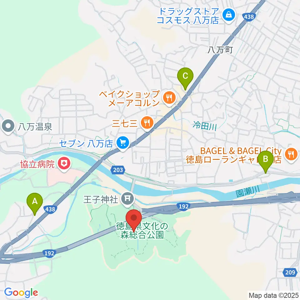 徳島県立博物館周辺のカフェ一覧地図