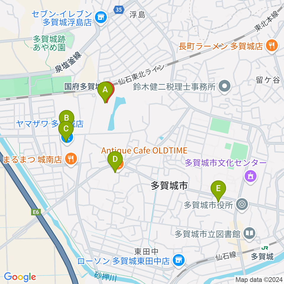 東北歴史博物館周辺のカフェ一覧地図