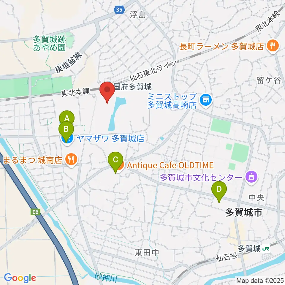 東北歴史博物館周辺のカフェ一覧地図