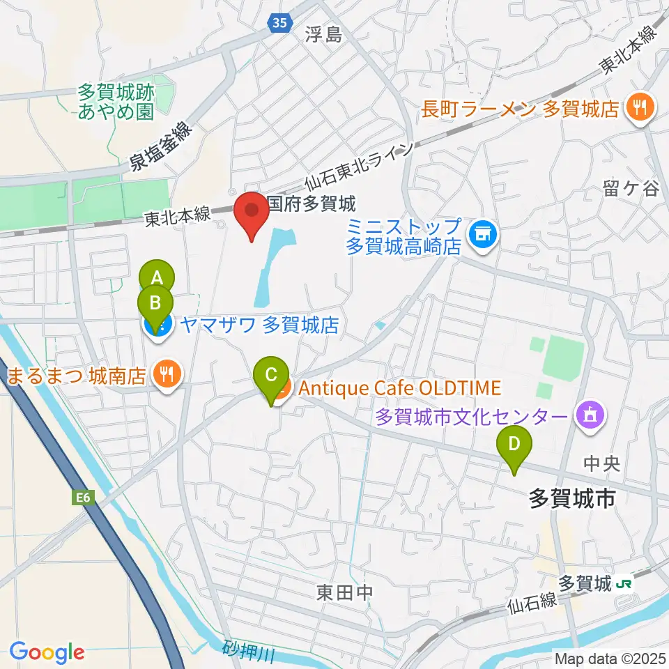 東北歴史博物館周辺のカフェ一覧地図