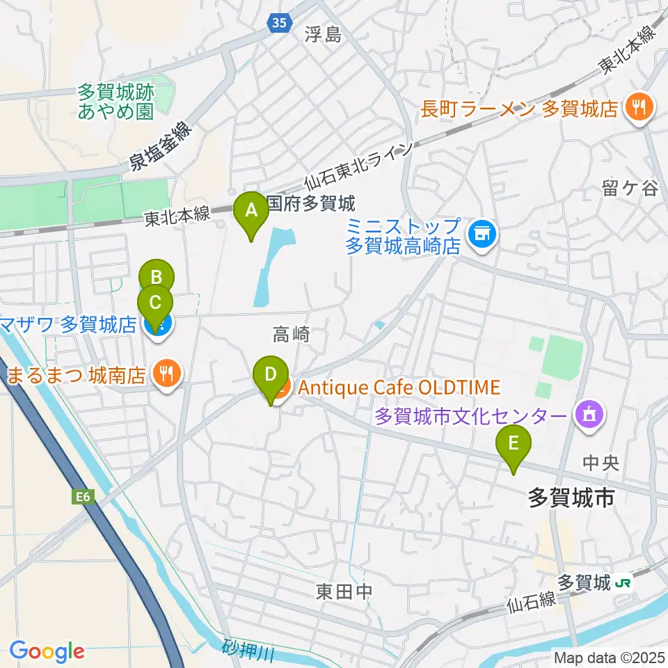 東北歴史博物館周辺のカフェ一覧地図