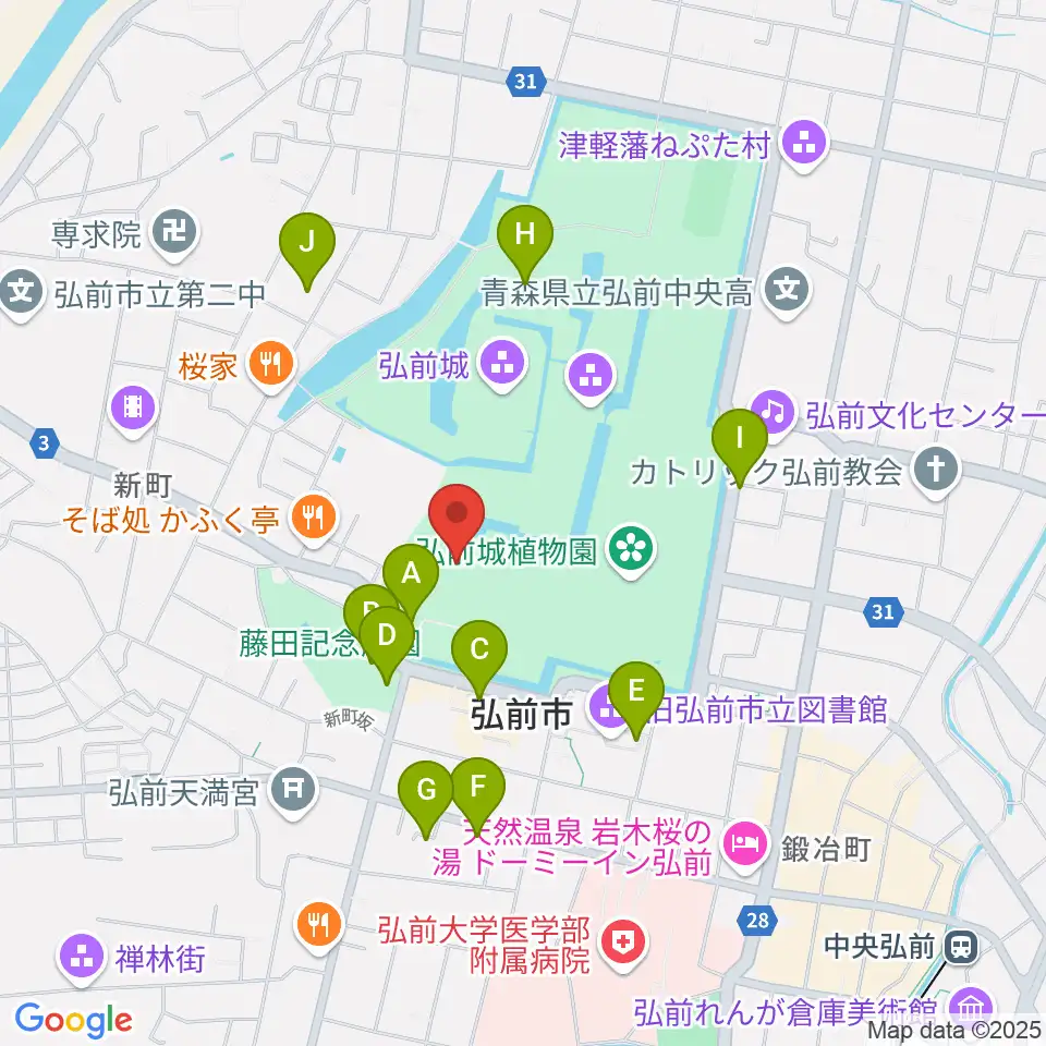 弘前市立博物館周辺のカフェ一覧地図