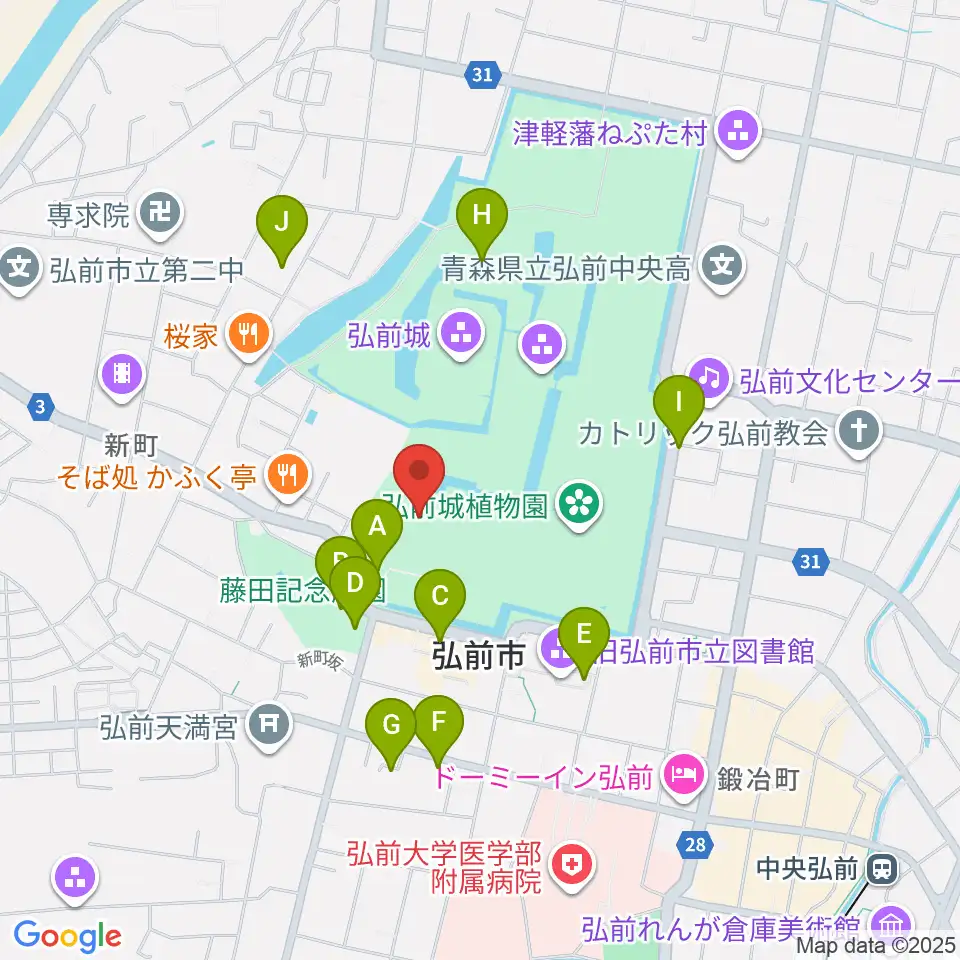 弘前市立博物館周辺のカフェ一覧地図
