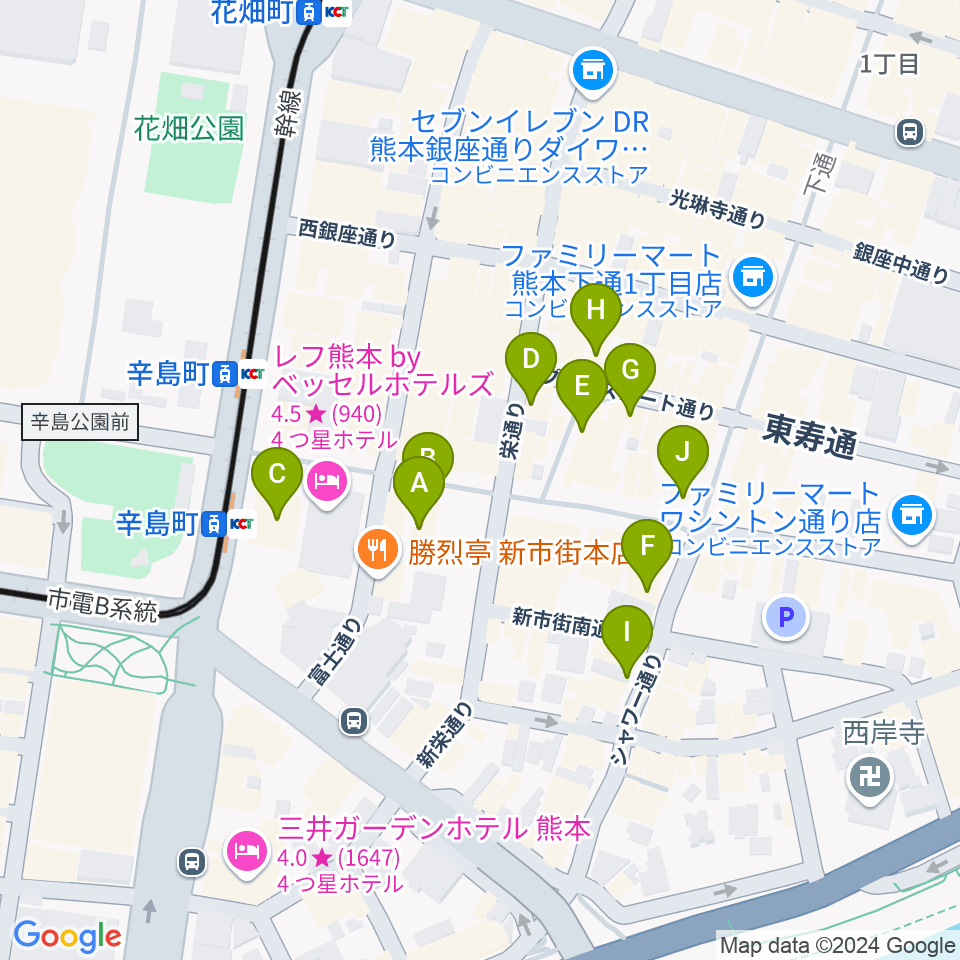 Denkikan周辺のカフェ一覧地図