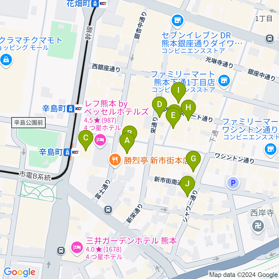 Denkikan周辺のカフェ一覧地図