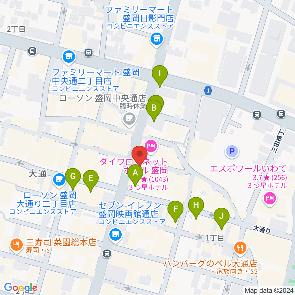 中央映画劇場周辺のカフェ一覧地図