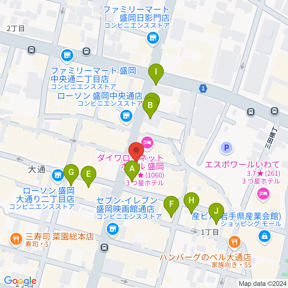 中央映画劇場周辺のカフェ一覧地図