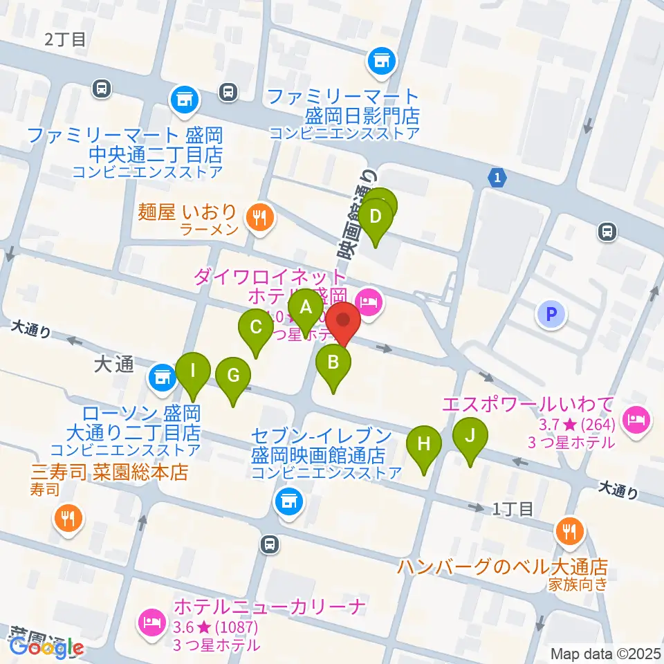 中央映画劇場周辺のカフェ一覧地図