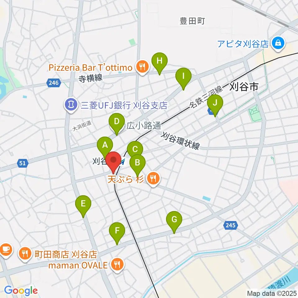 刈谷日劇周辺のカフェ一覧地図
