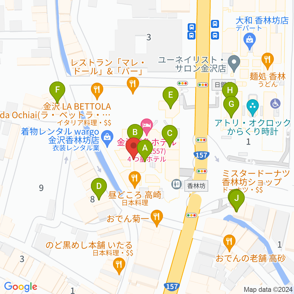 金沢シネモンド周辺のカフェ一覧地図