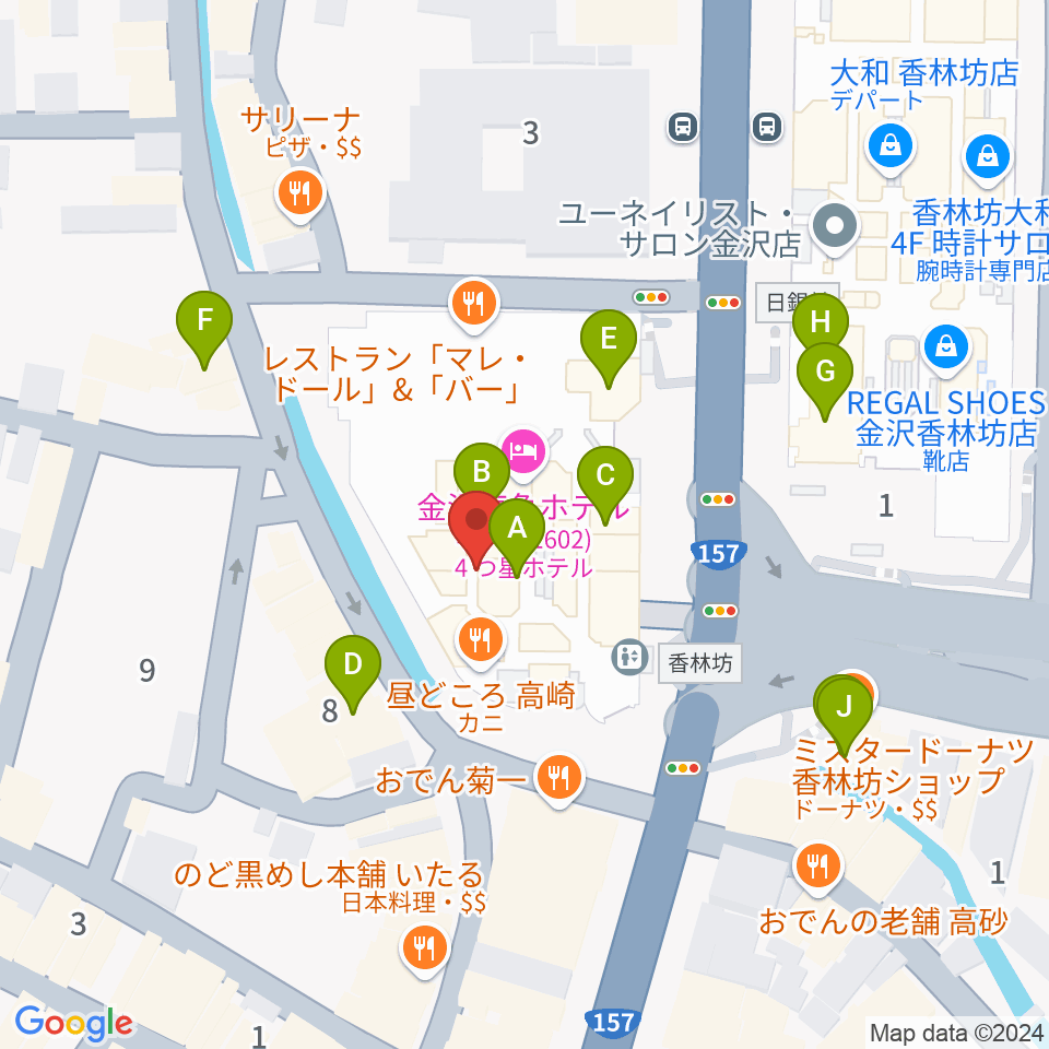 金沢シネモンド周辺のカフェ一覧地図