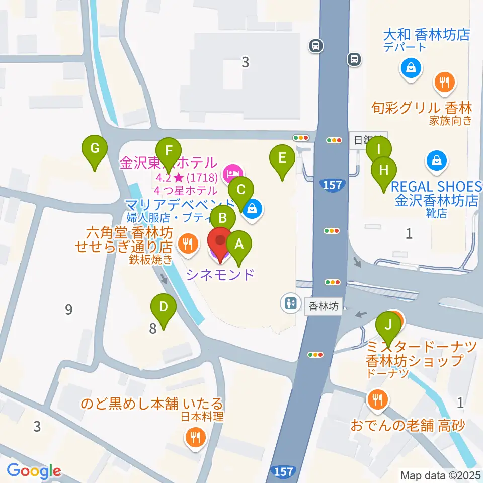 金沢シネモンド周辺のカフェ一覧地図
