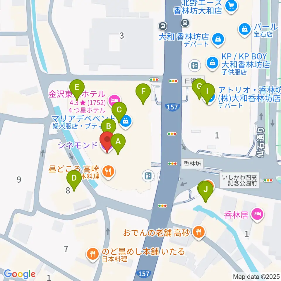 金沢シネモンド周辺のカフェ一覧地図