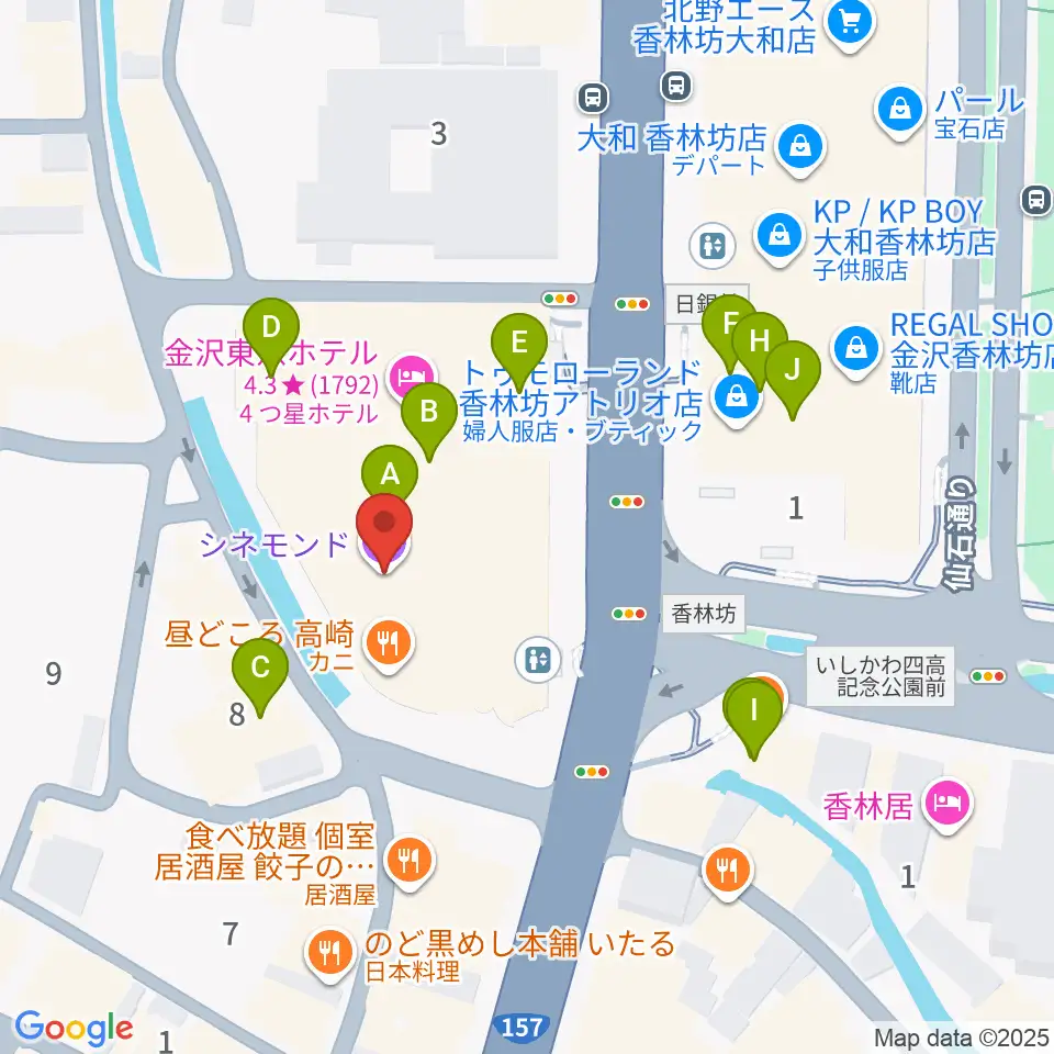 金沢シネモンド周辺のカフェ一覧地図
