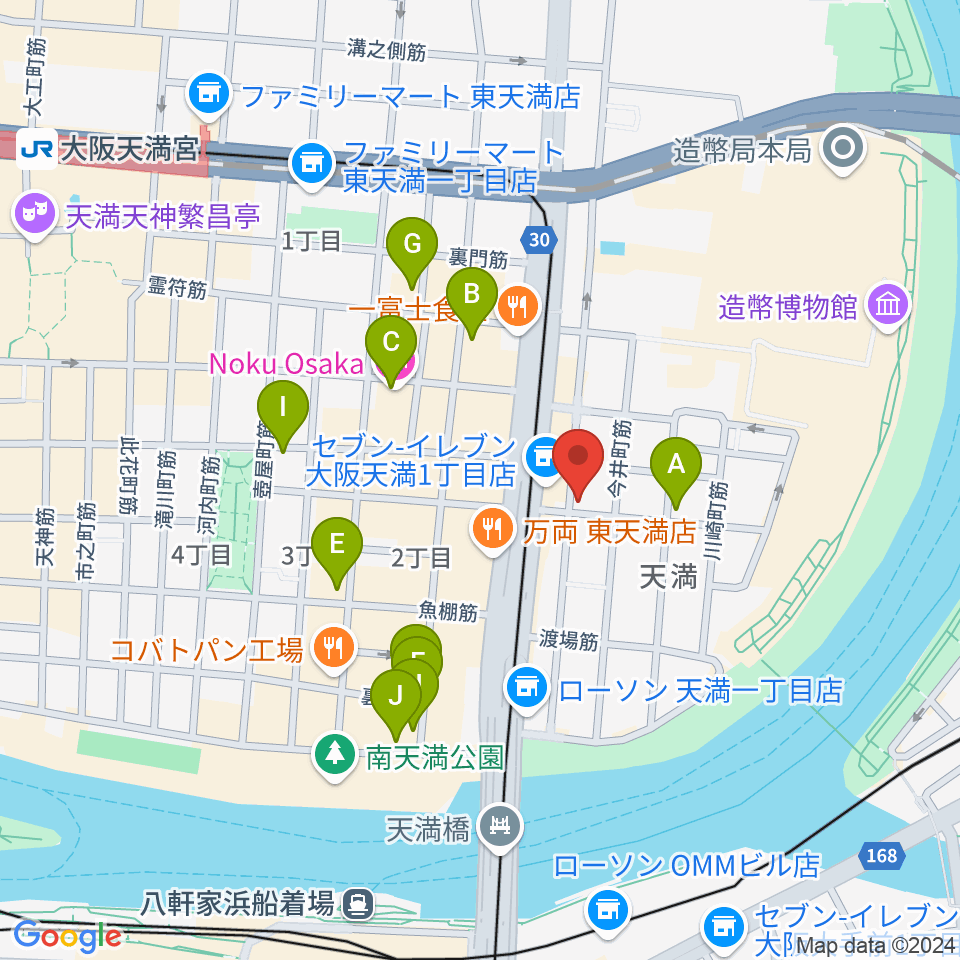 クロスフェイズスタジオ周辺のカフェ一覧地図