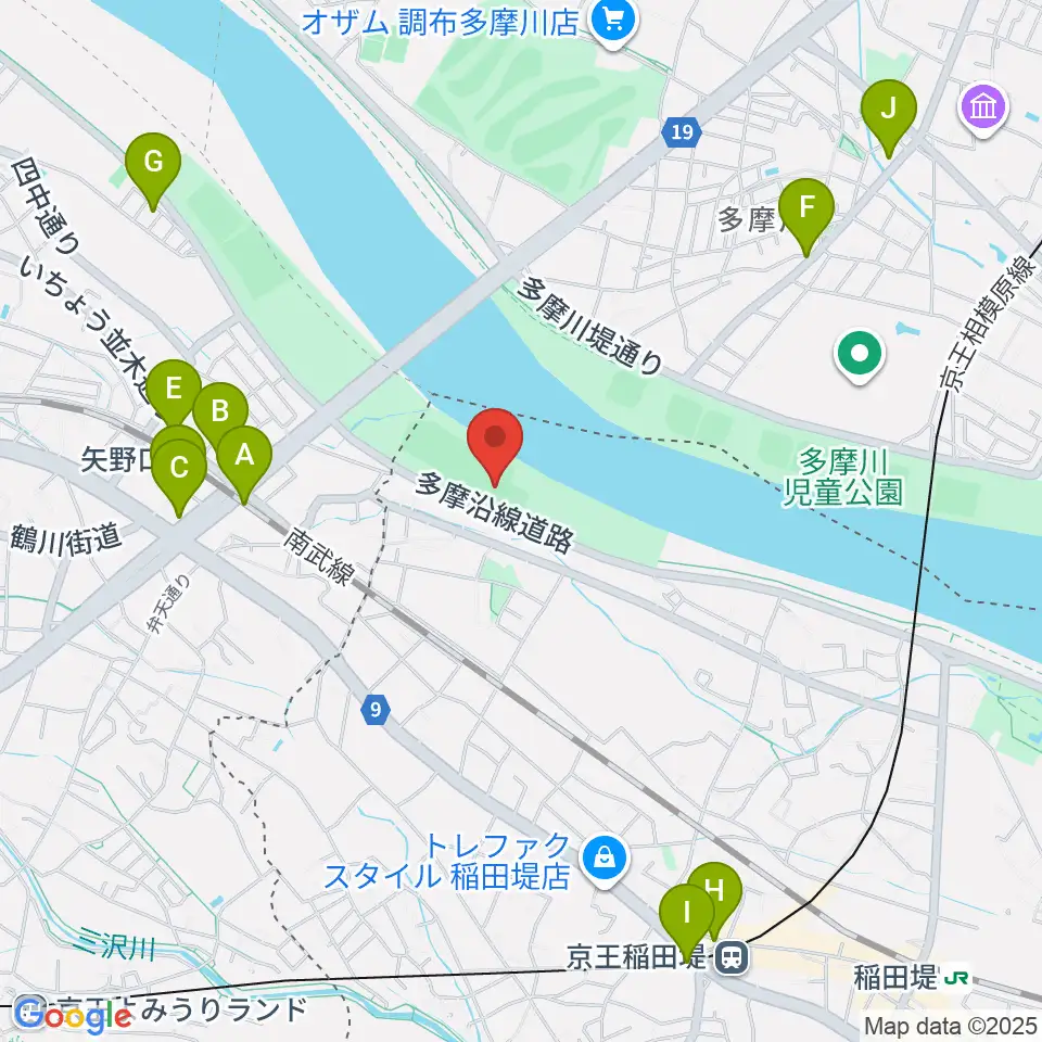多摩川緑地菅少年野球場周辺のカフェ一覧地図
