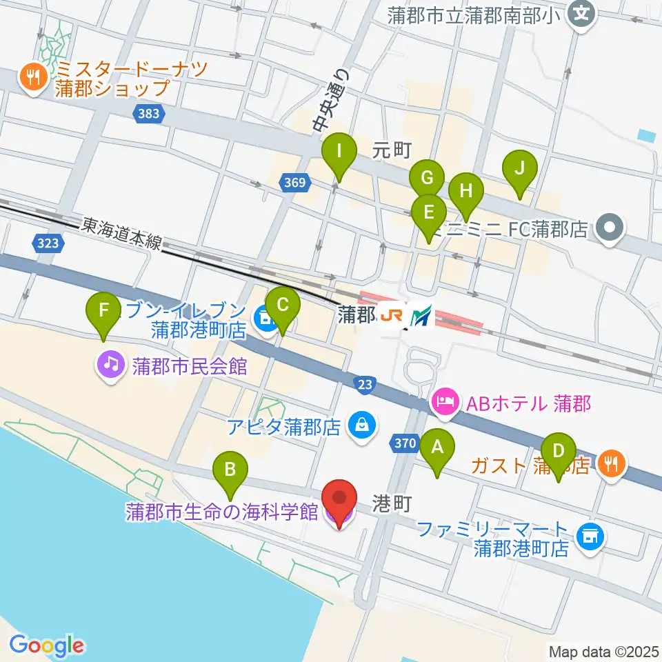 蒲郡市生命の海科学館周辺のカフェ一覧地図