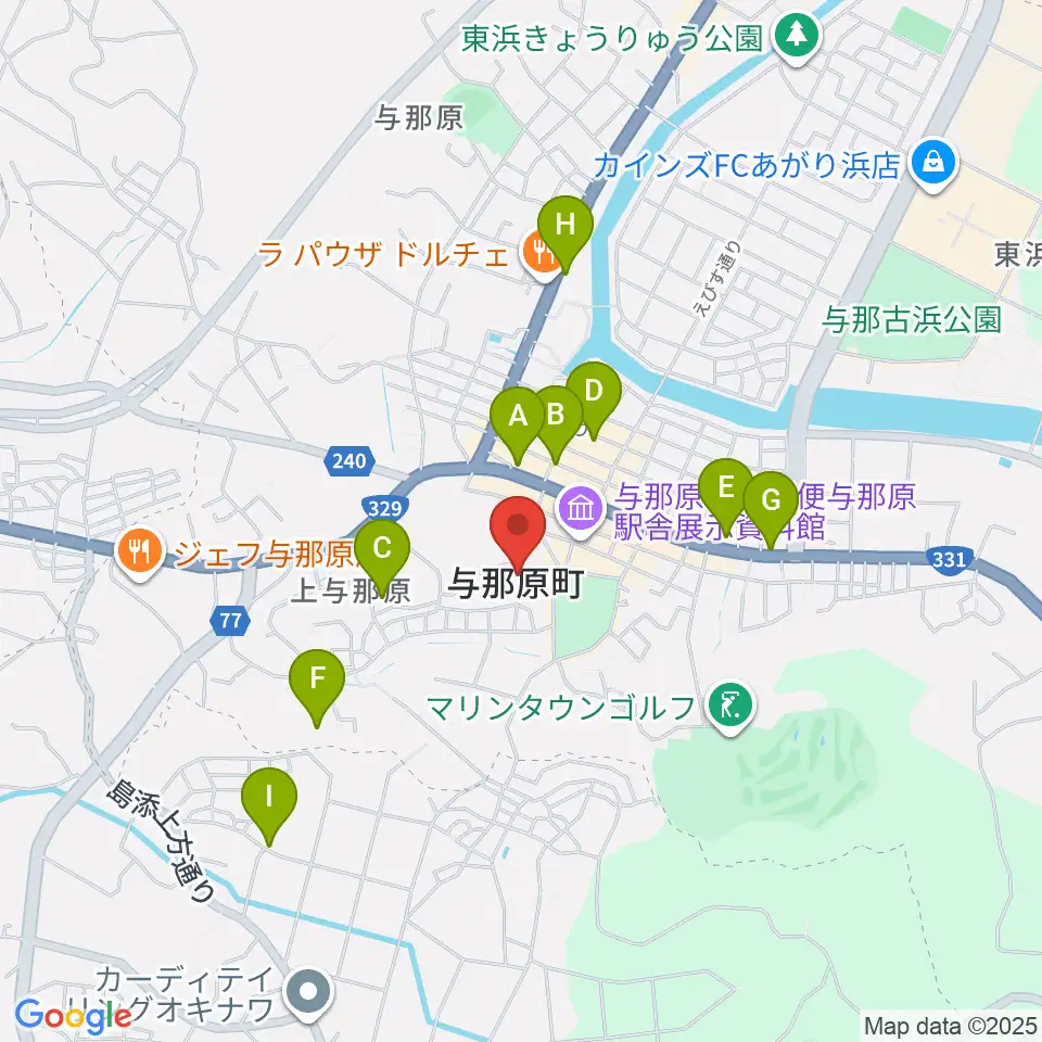 与那原町上の森かなちホール周辺のカフェ一覧地図