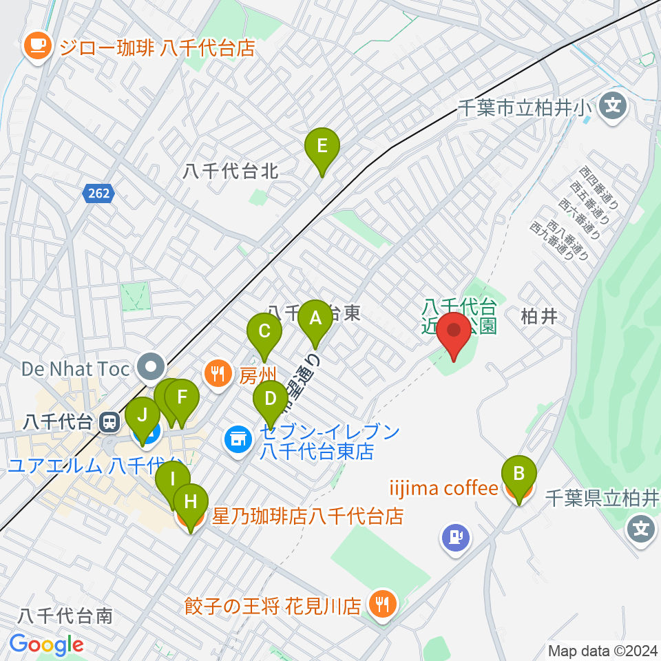 八千代台近隣公園小体育館周辺のカフェ一覧地図