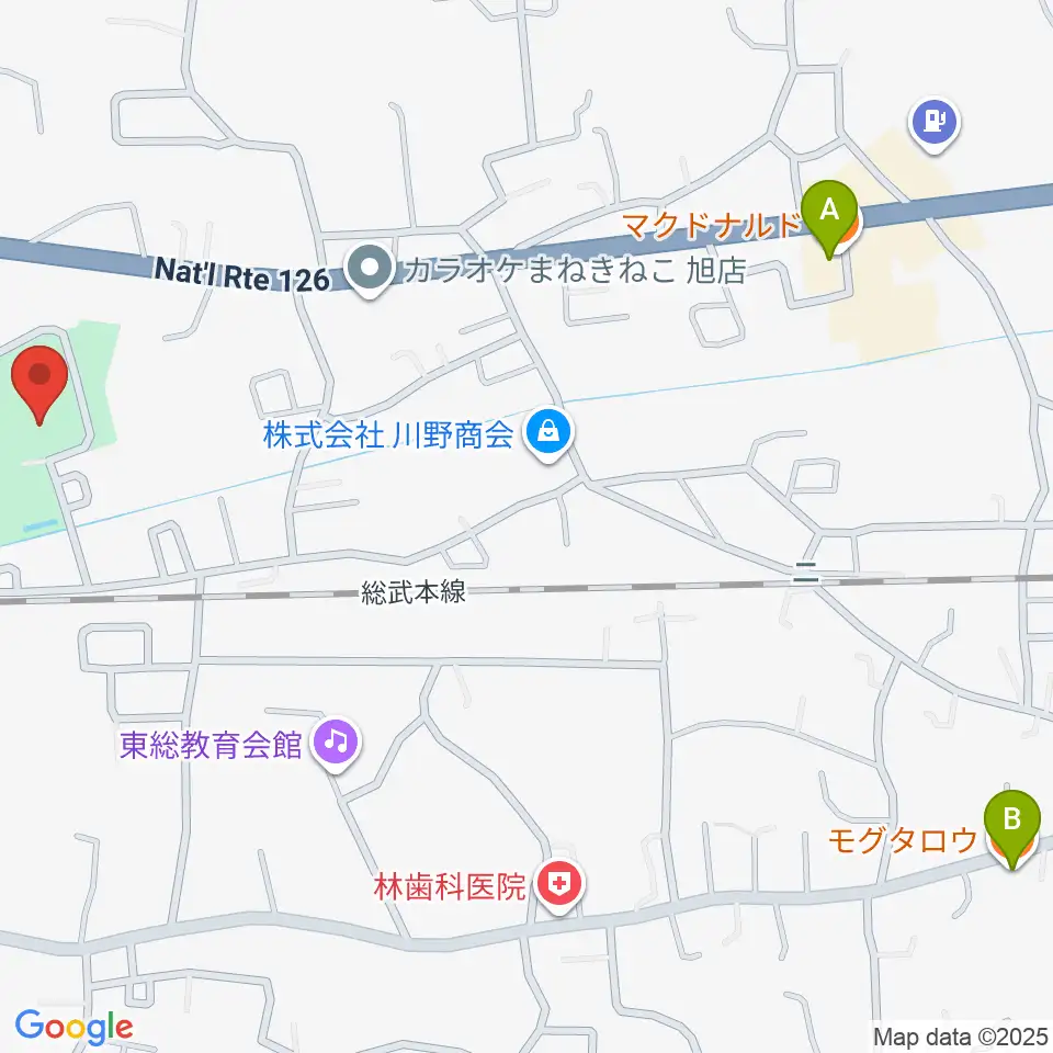 旭市総合体育館周辺のカフェ一覧地図