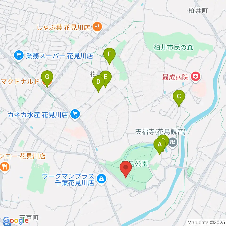 花島公園スポーツ施設周辺のカフェ一覧地図