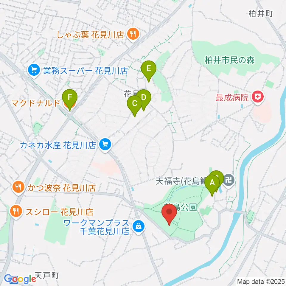 花島公園スポーツ施設周辺のカフェ一覧地図