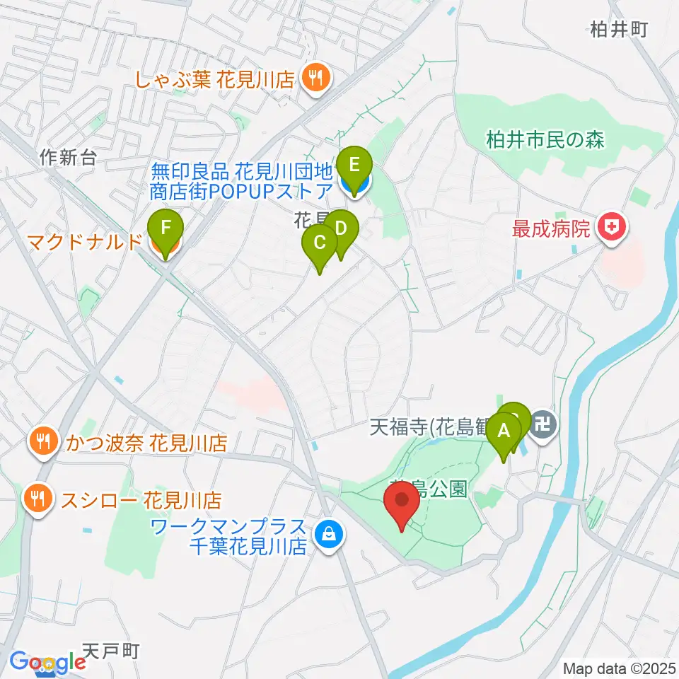 花島公園スポーツ施設周辺のカフェ一覧地図