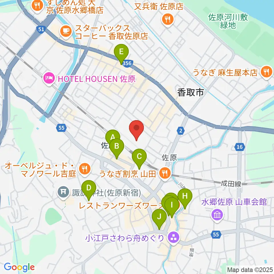 香取市民体育館周辺のカフェ一覧地図