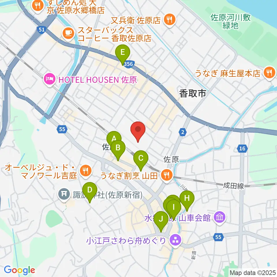 香取市民体育館周辺のカフェ一覧地図