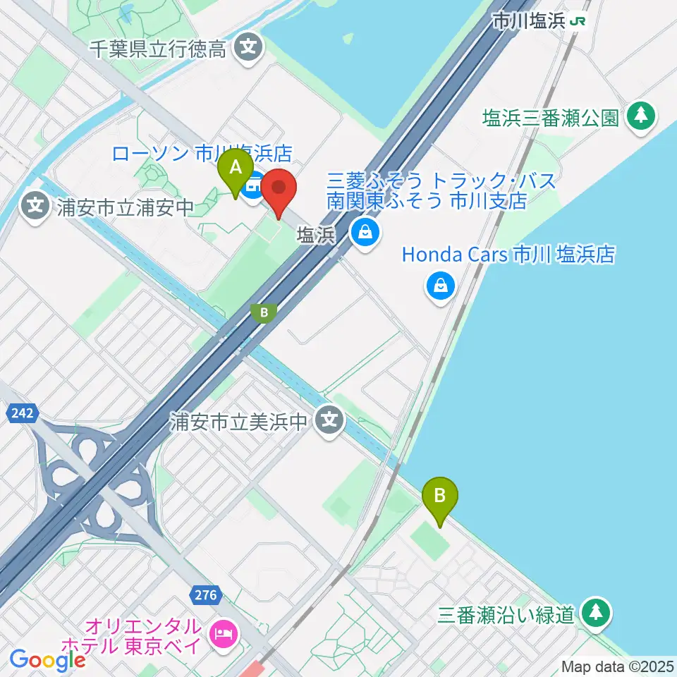市川市塩浜市民体育館周辺のカフェ一覧地図