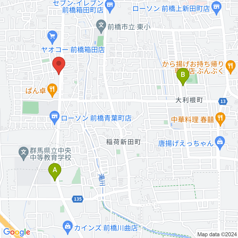 前橋アキュラシー周辺のカフェ一覧地図