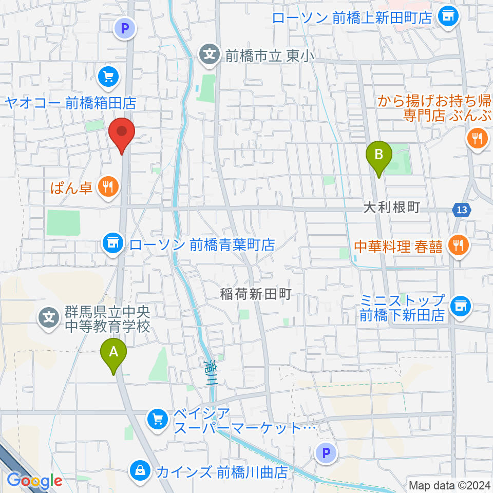 前橋アキュラシー周辺のカフェ一覧地図