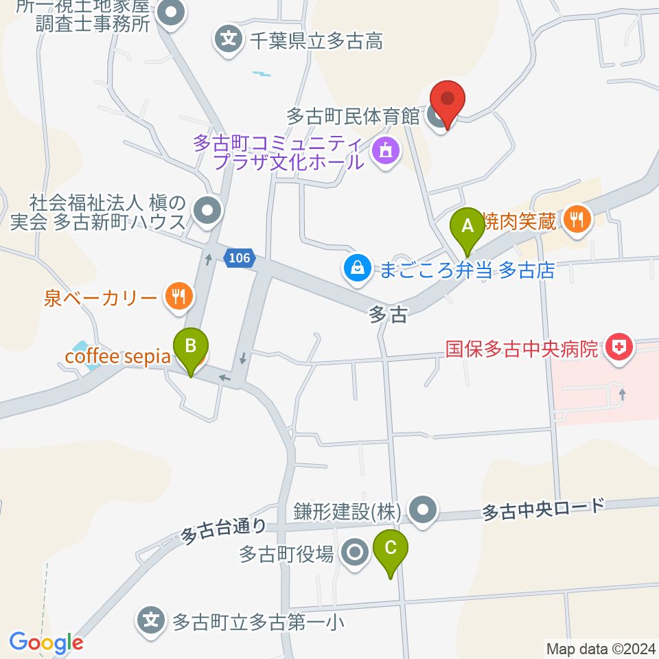 多古町民体育館周辺のカフェ一覧地図