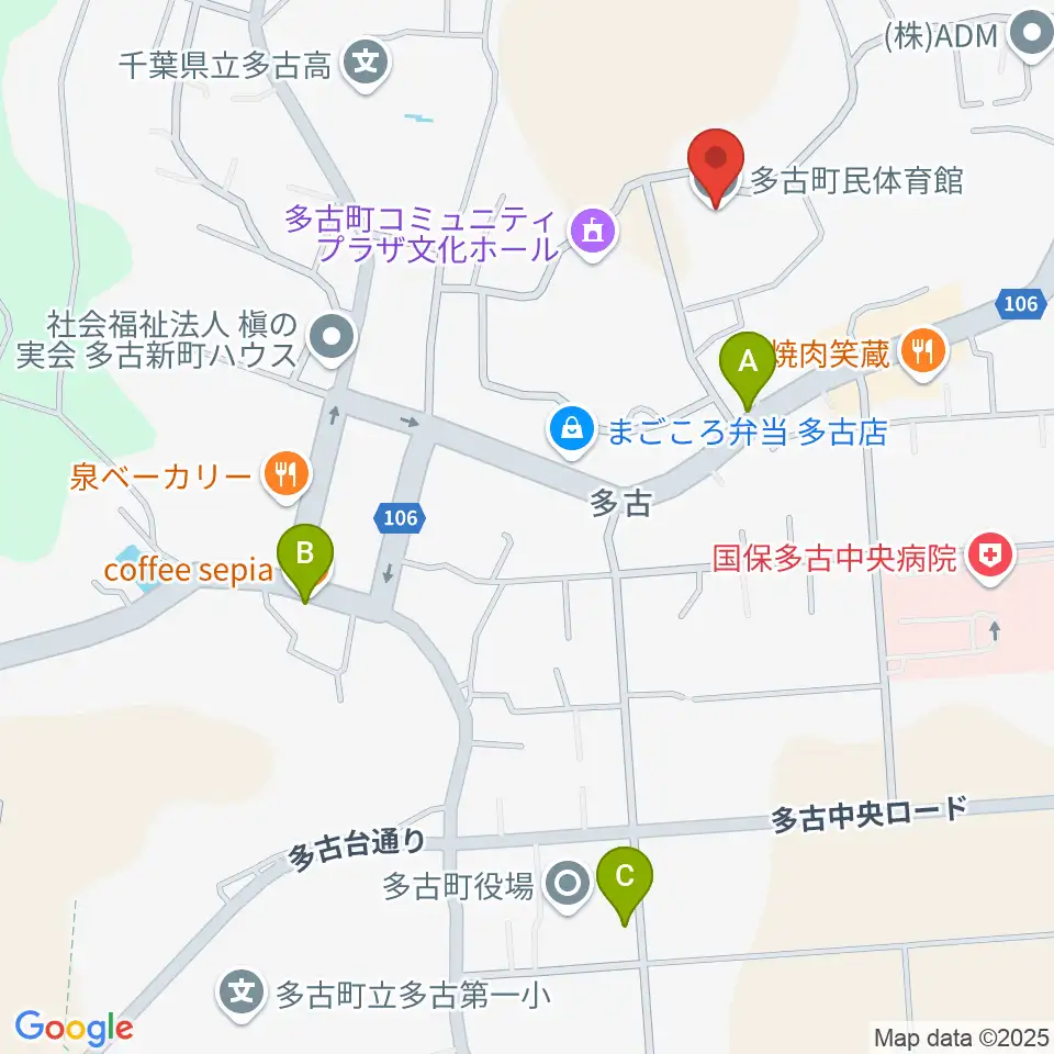 多古町民体育館周辺のカフェ一覧地図