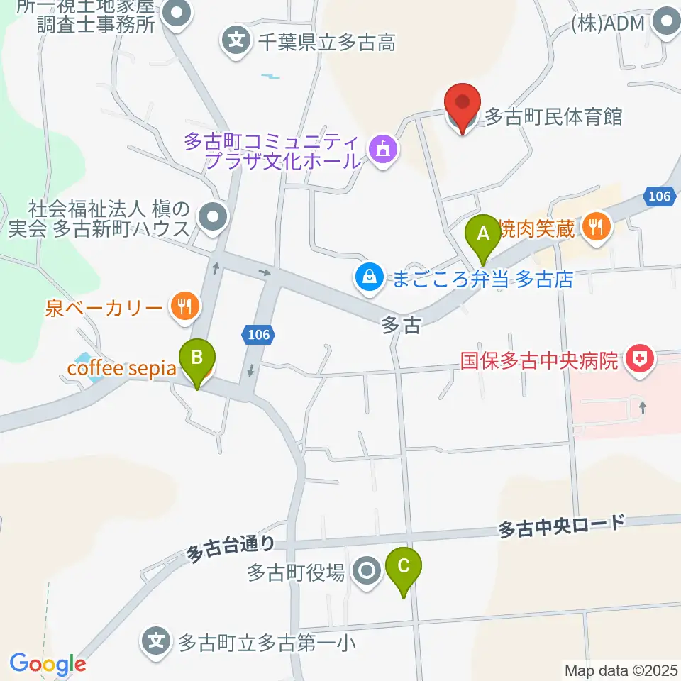 多古町民体育館周辺のカフェ一覧地図
