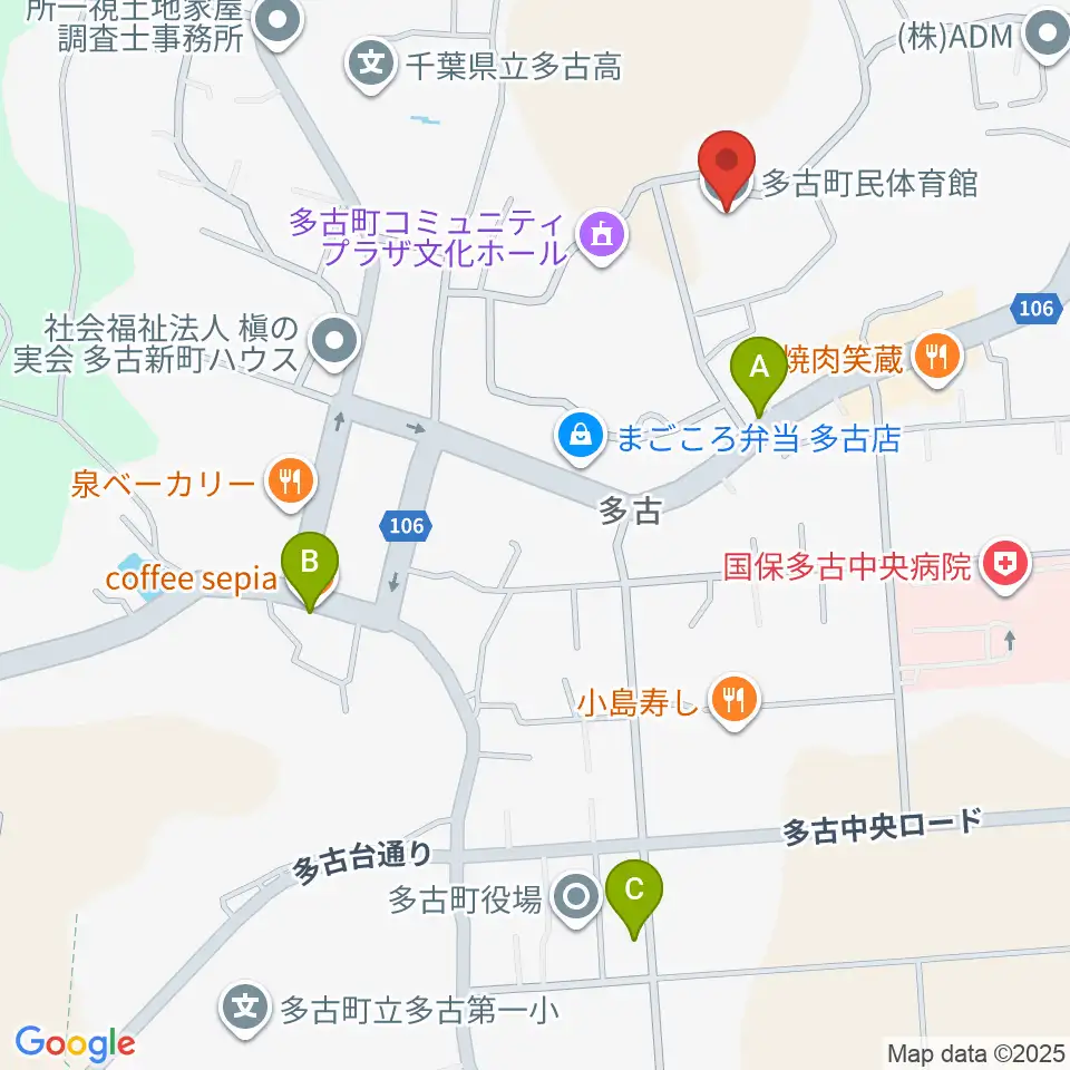 多古町民体育館周辺のカフェ一覧地図