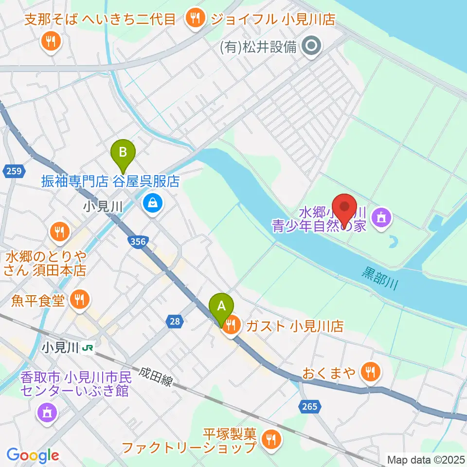 小見川スポーツ・コミュニティセンター周辺のカフェ一覧地図