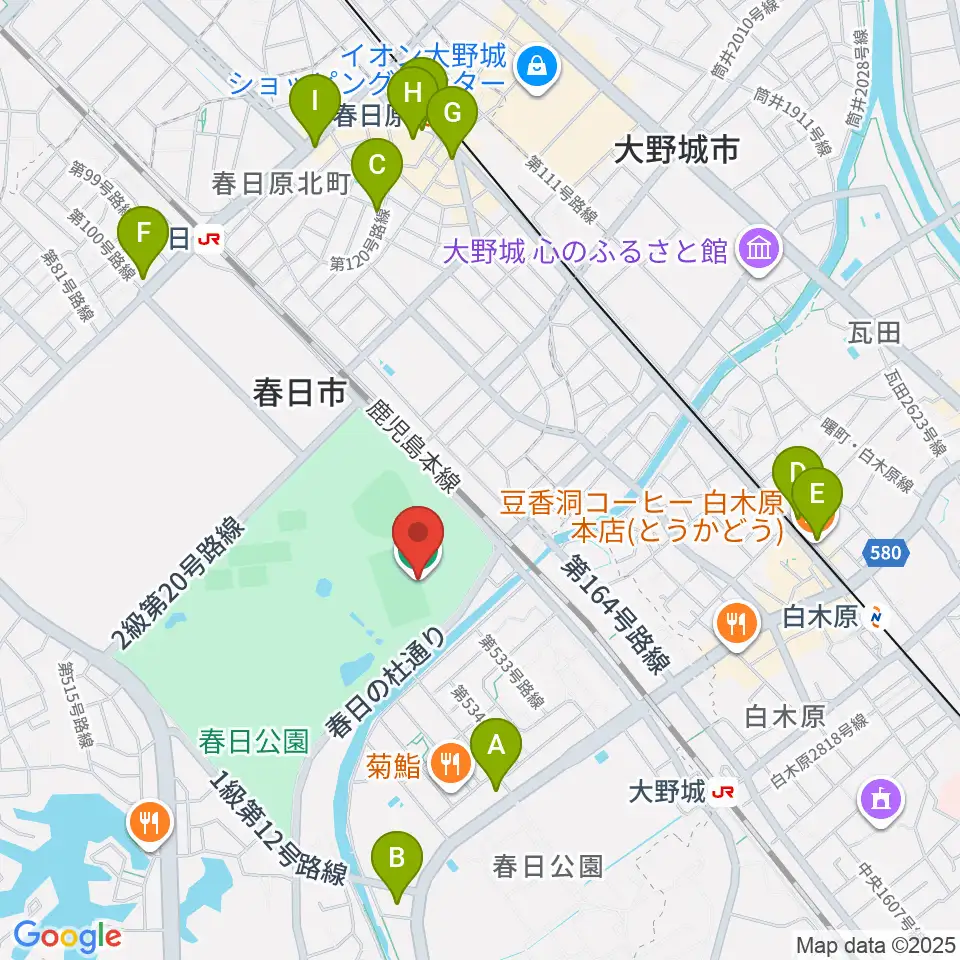 オクゼン不動産フットボールスタジアム周辺のカフェ一覧地図