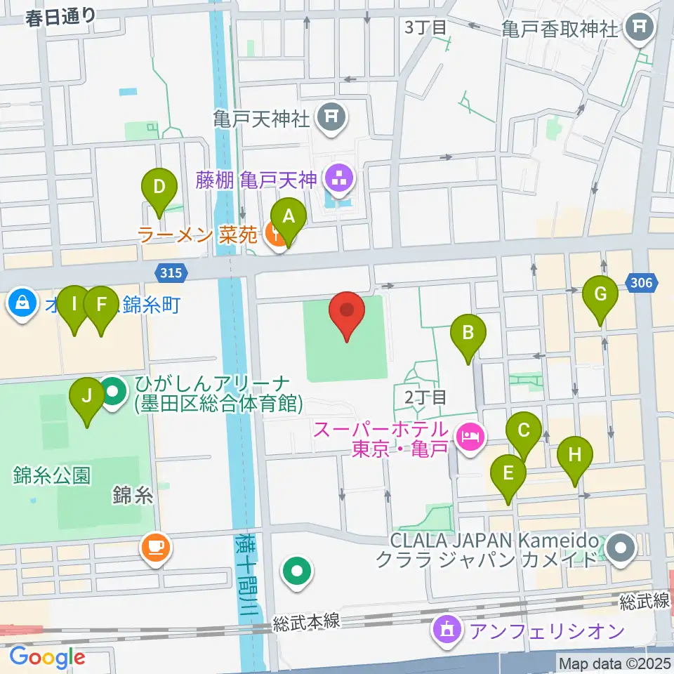 江東区営亀戸野球場周辺のカフェ一覧地図