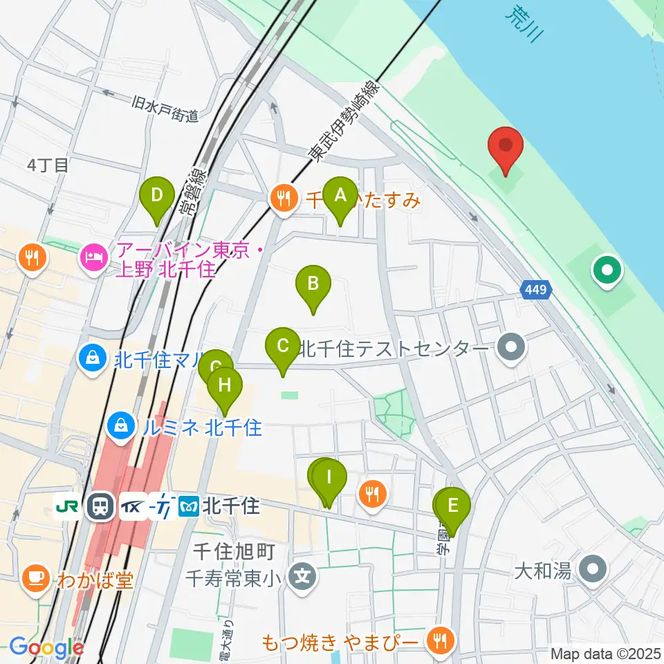 日の出町緑地野球場周辺のカフェ一覧地図