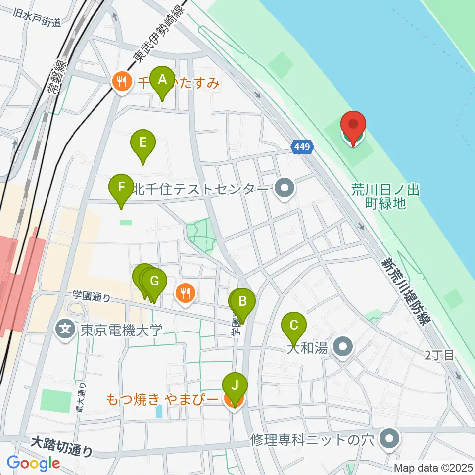 日の出町緑地球技場周辺のカフェ一覧地図