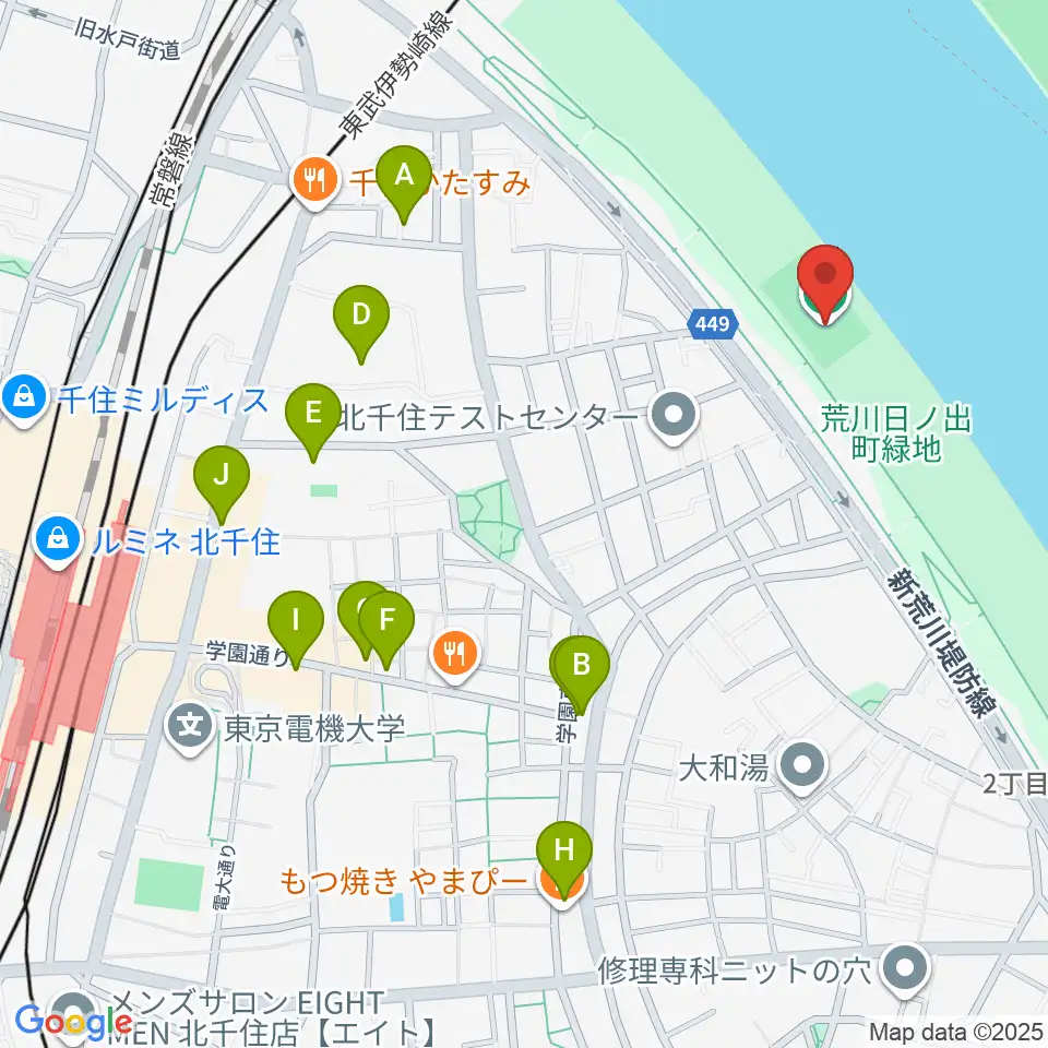 日の出町緑地球技場周辺のカフェ一覧地図
