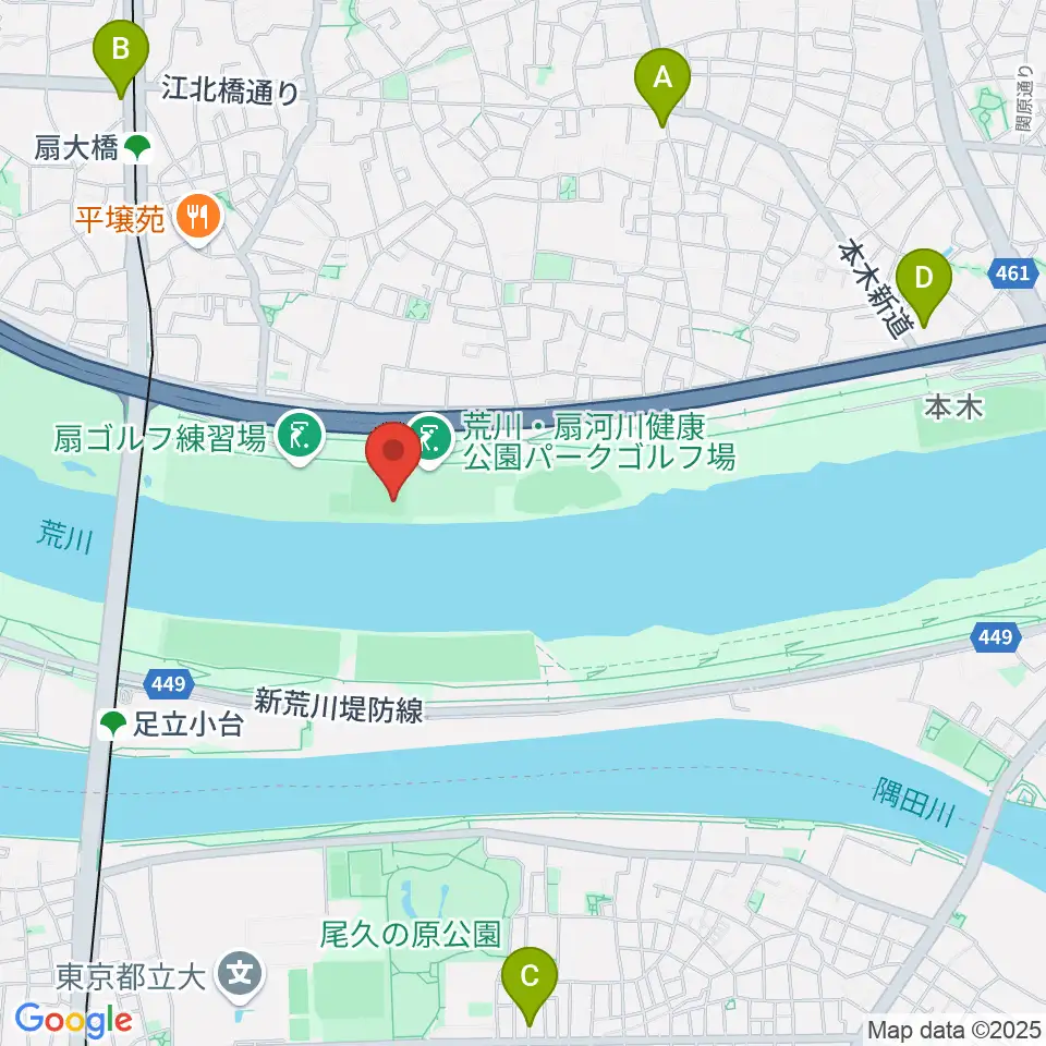 荒川・扇河川健康公園軟式野球場周辺のカフェ一覧地図